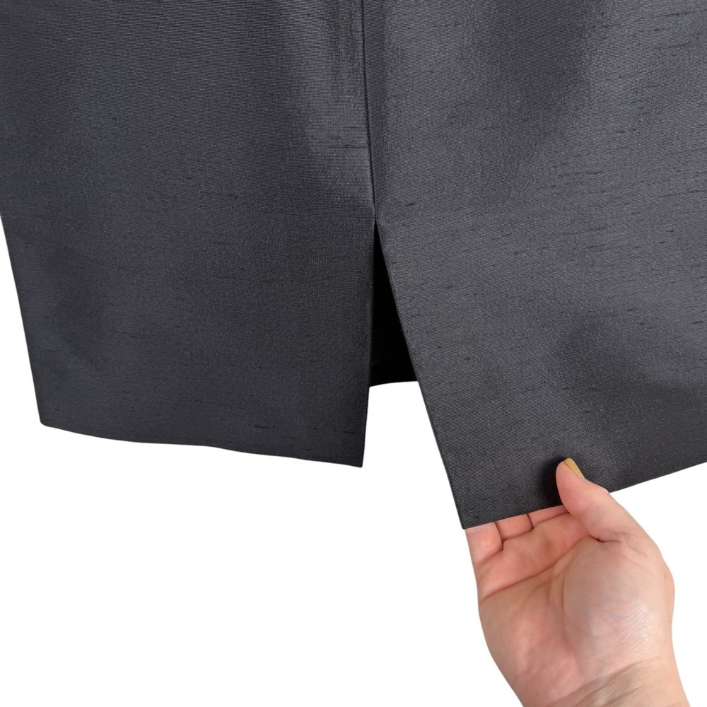 Linda Allard Ellen Tracy Women Black Skirt 8 Silk Straight Career Minimalist - Picture 4 of 8